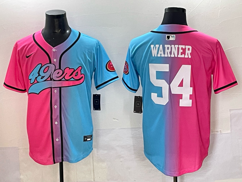 Men 2025 San Francisco 49ers #54 Warner Pink Blue pink Nike Limited NFL Jersey 005->san francisco 49ers->NFL Jersey